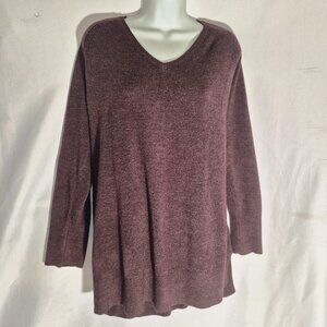 RALSEY oversized sweater, acrylic, Maroon, V-Neck in size 1XL